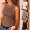 Tank Vest Casual O Neck Ribbed Top Sleeveless Blouse for Sports