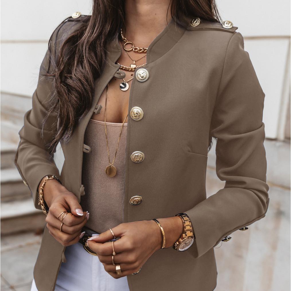 Dámské Bundy Podzimní Vintage Ležérní Pracovní Outwear Dámské Streetwear Chaqueta Dlouhý rukáv Jednobarevné Slim Fit Kabáty