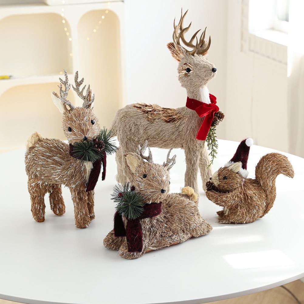 1PC Decorative Pendant Moose Plush Toy Foam Christmas Elk Plush Doll Window Display Tabletop Decor Scandinavian Style 7 Option