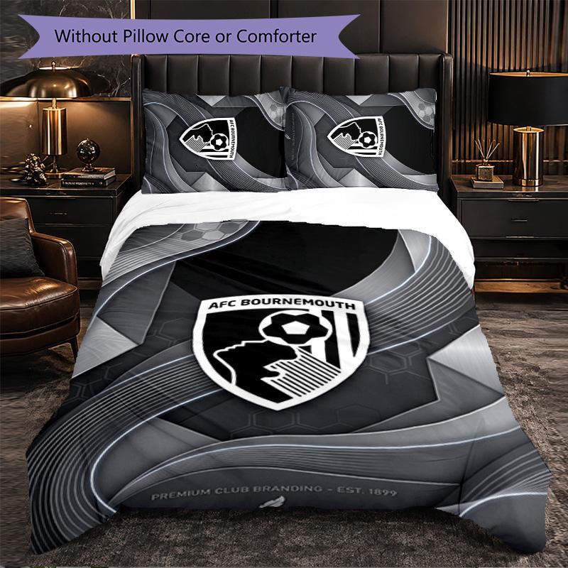 Set Biancheria da Letto Bournemouth Football 3 Pezzi Morbido Set Copripiumino con Federe Set Decorazione Camera da Letto per la Casa
