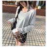 2025 New Women's Grey Knit Long Sleeve Loose Slimming Top
