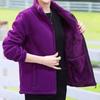 Mid Age Polar Fleece Jacket Women Stand Collar Winter Plush Lined Thick Warm Plus Size Womens Clothing Mom Wear Cardigan Hoodie