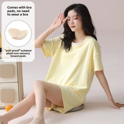 Summer Color Block Pajamas Set for Women Solid Short Sleeve T Shirt+Shorts 2 Piece Sets Sleepwear Female Casual Pyjamas Homewear