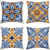 Throw Pillow Covers Home Decor Set Of 4 Italian Mexican Ceramic Talavera Pillow Cases Decorative 18 X 18 Inches Outdoor Cushion
