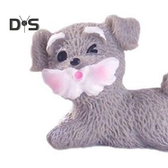4 Pcs Miniature Puppy Figurines Mini Schnauzer Ornament Car Dashboard Decor Resin Dog Statue for Fairy Garden Bonsai Office Desk