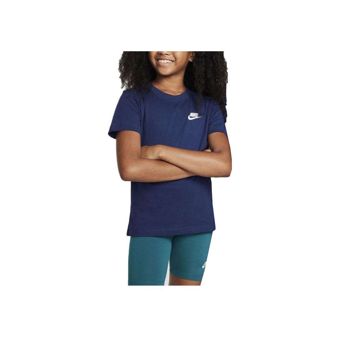 

Nike Футболка с коротким рукавом и вышитым логотипом для детей, детские топы темно-синего цвета FZ5177-410 XL