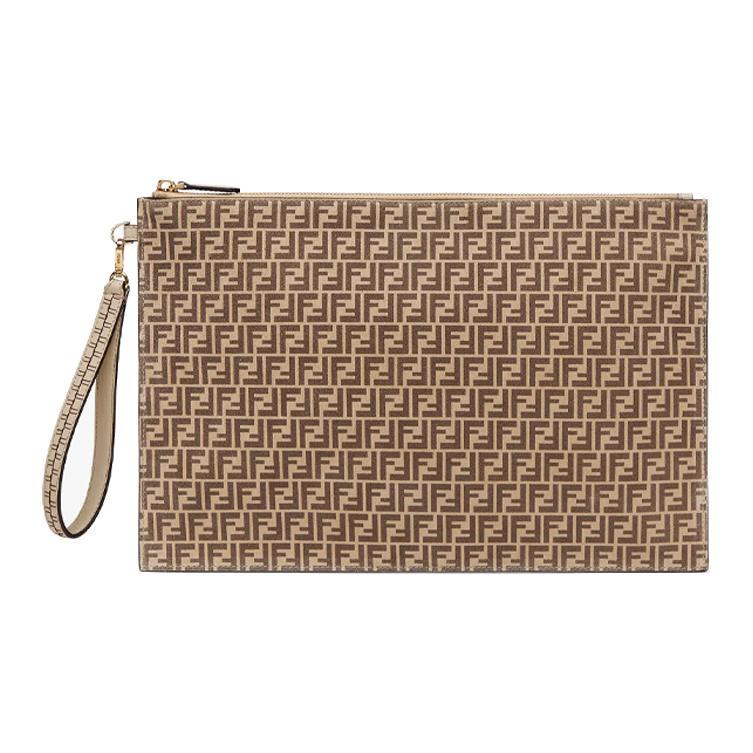 

FENDI Old flower logo FF pattern leather handbag large female beige One Size-Basic Set (Bag+Dust Bag) бежевий