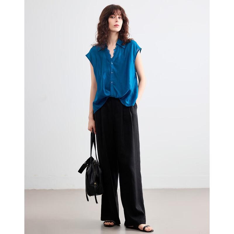 Demana Women's Breathable Lyocell Lace Lapel Shirt