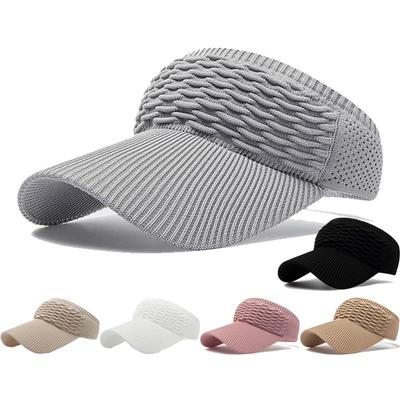 Fashion Folds Design Women Empty Top Visor Caps Summer Solid Color Large Brim Sun Hat Tennis Golf Running Travel Beach Sport