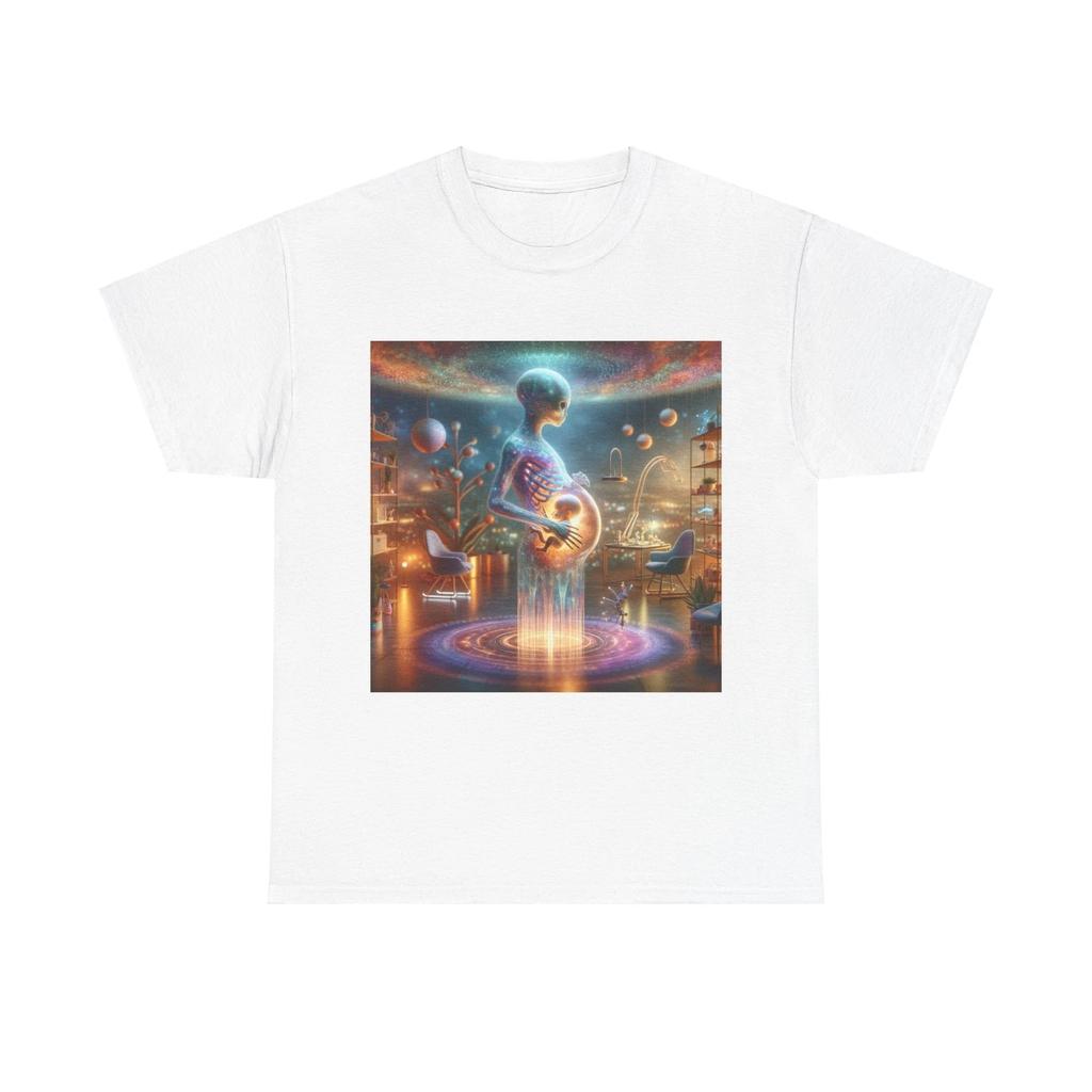 Unisex Adult T Shirt Pregnant Alien Artwork Futuristic Baby Room