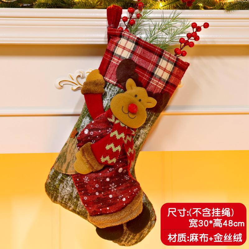 Christmas Stockings Socks Santa Snowman Hanging Xmas Tree Ornaments Christmas Decor for Home New Year Navidad Candy Gift Bags
