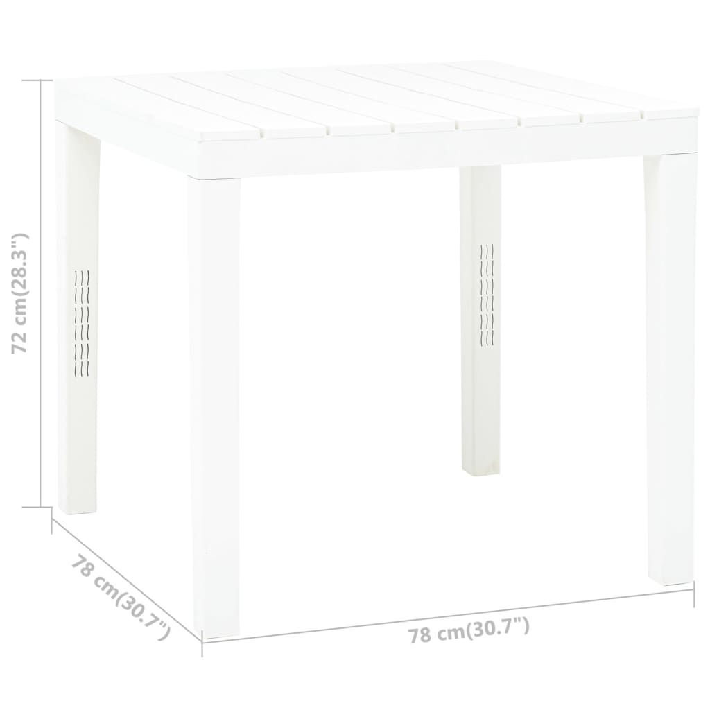 Garden Table White 78 X 78 X 72 Cm Plastic