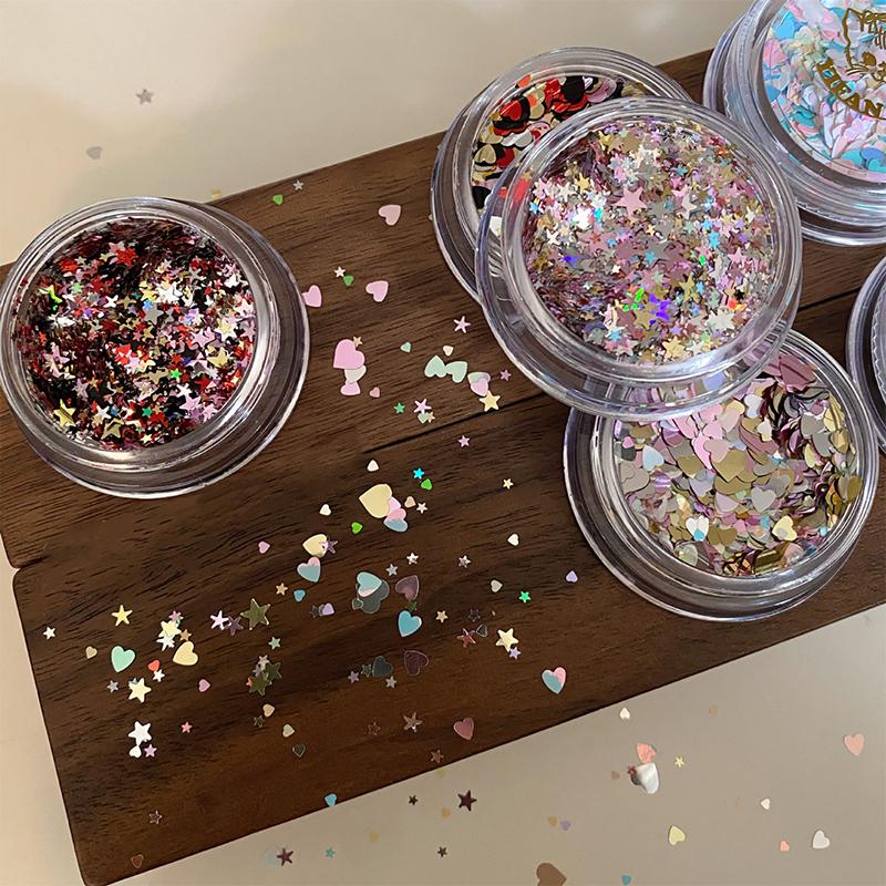 1 Box Glitter Star Nail Sequins 3D Charming Mixed Color Candy Colored Nail Flake Five-Point Star Nail Art Decor DIY Accessor