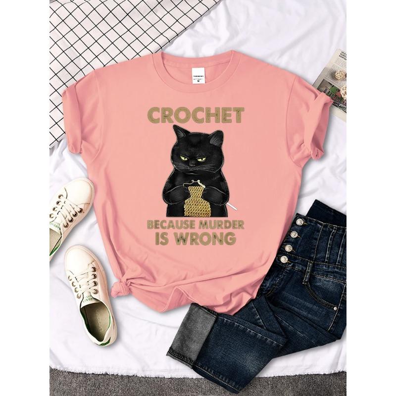 Crochet Because Murder Is Wrong Printing Female Tshirts Manga Summer T-shirt Summer Slim Tees Shirts Sports Slim Women T Shirts