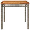 Garden Table Gray 80 x 80 x 75 cm Poly Rattan & Acacia Wood