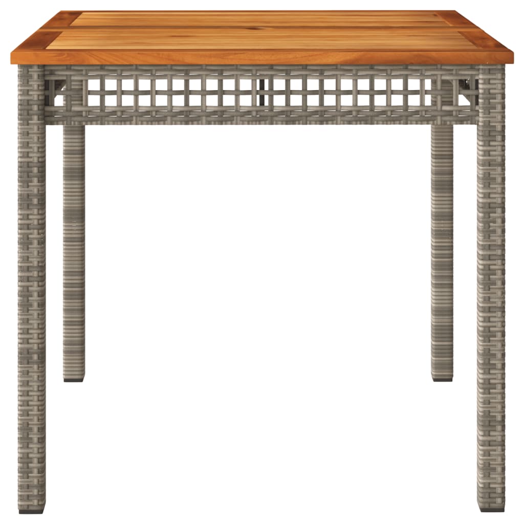 Garden Table Gray 80 x 80 x 75 cm Poly Rattan & Acacia Wood