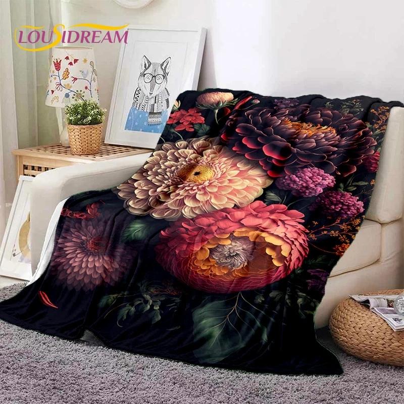 Traum Sonnenblumen Nordische Gänseblümchen Weiche Flanelldecke für Bett Schlafzimmer Sofa Picknick, Tagesdecke zum Zudecken Outdoor Freizeit Nickerchen Geschenk