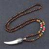 Buddhist Wood Beads Pendant Necklace Ethnic Men Women Jewelry Gifts