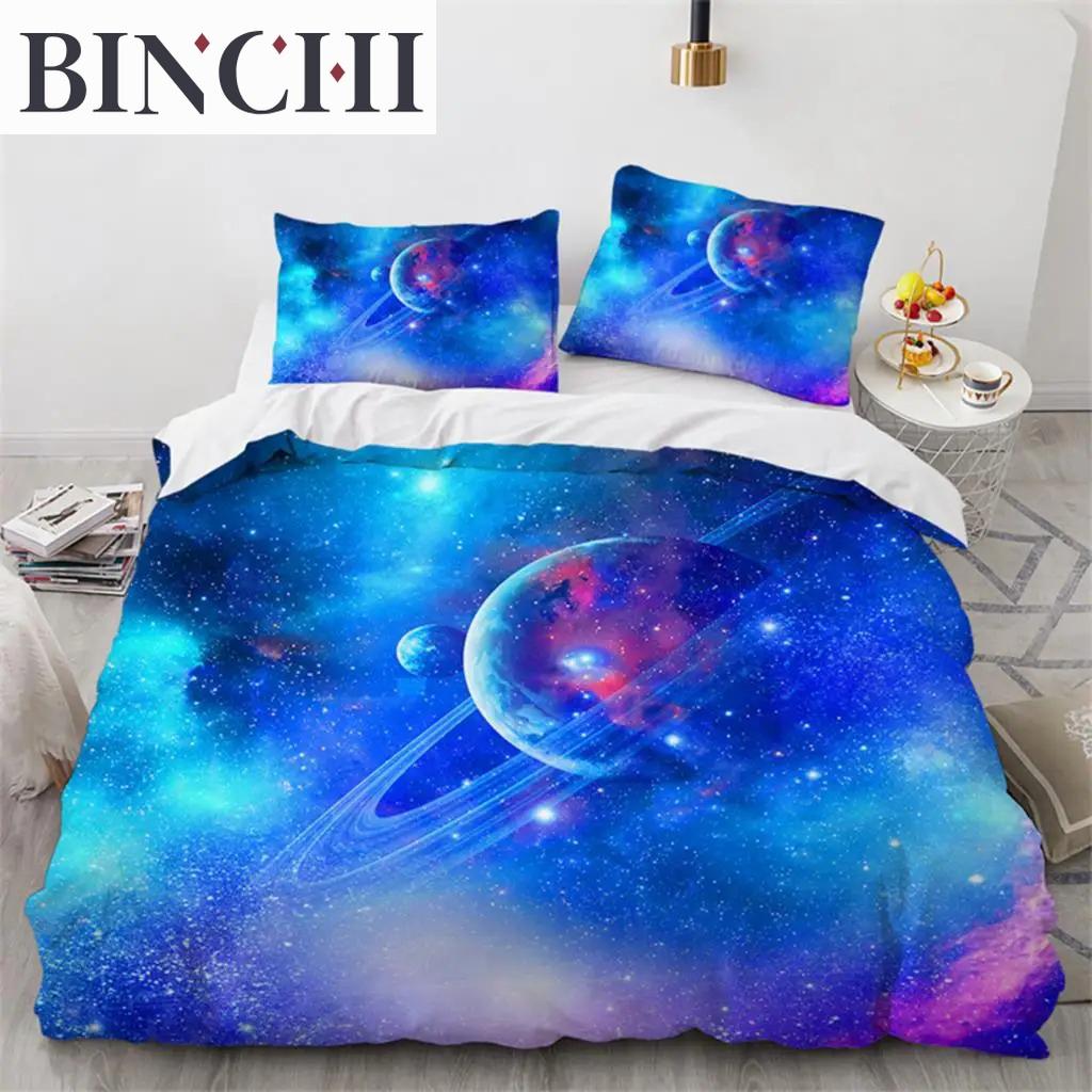 Galaxy Duvet Cover Twin King Size For Teens Boys Starry Sky Bedding Set Microfiber Outer Space Theme Decor Comforter Cover