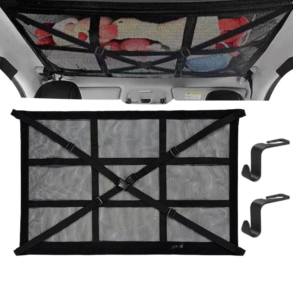 Car Ceiling Cargo Net Overhead Storage Mesh Organizer for SUV Load-Bearing Overhead Roof Organization for Automotive Truck Van