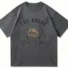 The Bride Girls Club Graphic T Shirt Minimal Gold Wedding Ring Leaf Floral Script Letter Print Crew Neck Unisex T Shirt