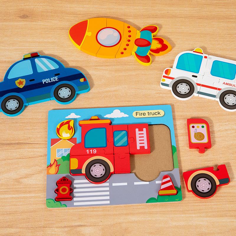 Kognitive 3D dreidimensionale Puzzle-Spielzeuge für Kinder 0-3 Jahre, frühpädagogische Lernpuzzle aus Holz