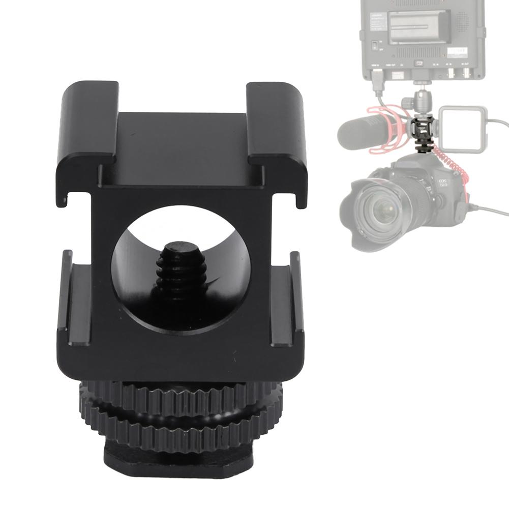 Metal Camera Tri Hot Shoe Mount Adapter for Microphone LED Video Light Monitor