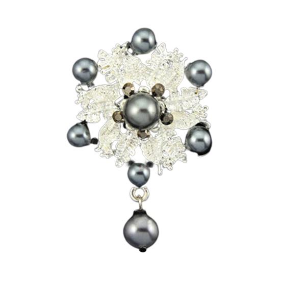 Breastpin Elegant Easy Matching Alloy Flower Faux Pearls Women Brooch Pin for Dating