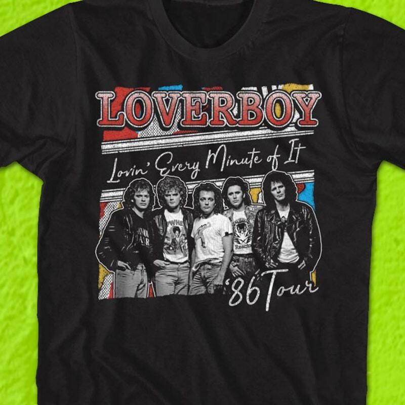 Vtg Lovin Every Minute Of It Loverboy Cotton Black Full Size Shirt CM190 Unisex T-Shirt L