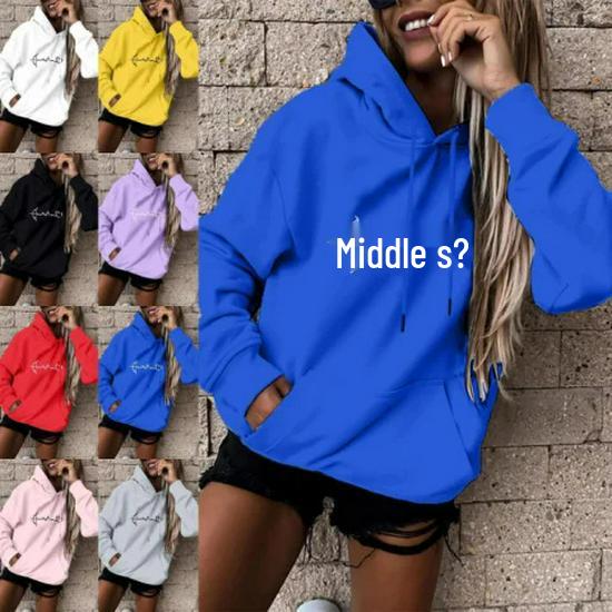 Korean Style Velvet EKG Print Casual Hoodie, Unisex Long Sleeve Pullover for Autumn/Winter