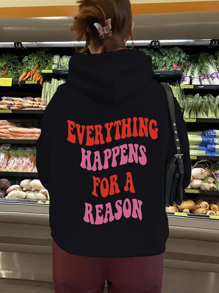 Reason Letter Print Double Hoodie Sweatshirt for Autumn/Winter