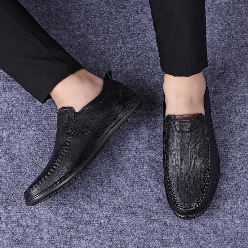 FashionMen Leather Boat Shoes Casual Flat Moccasins Homme Driving Loafers Shoes Slip On Breathable Moccasins Hand Sewing Men Size 37-46