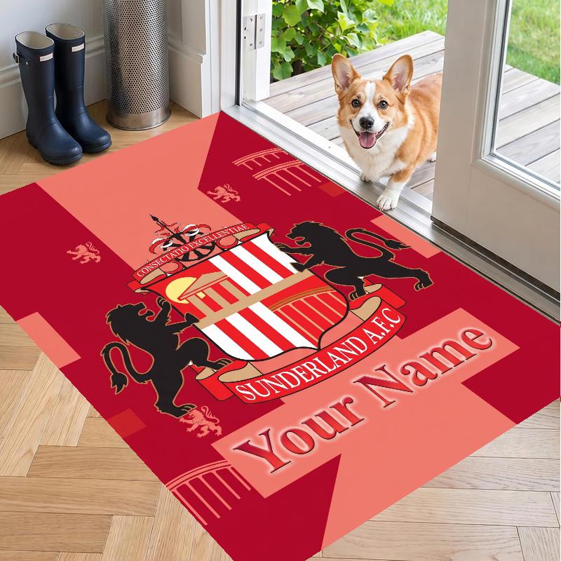 Custom Name Sunderland Crystal Velvet Floor Rug Personalized Text Soft Carpet Home Decor