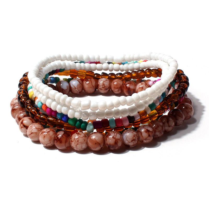 Bohemian Beads Acrylic Multi-layer Bracelets for Women Fashion Hand Wrist Chain GZW