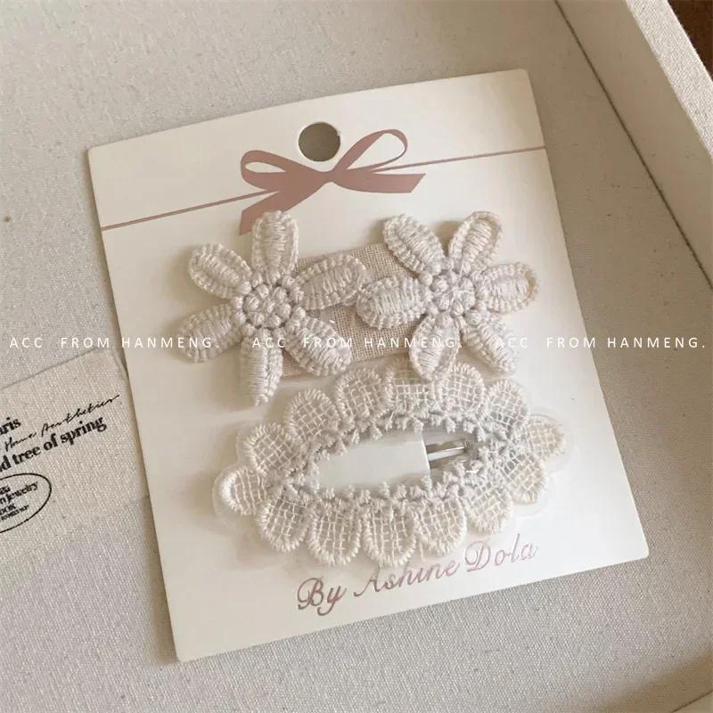 

New 2pc Retro Lace Girl Hair Clip For Kids Beige Color Fashion Bow Floral Butterfly Hair Pin Cute Children s Headwear Accessorie