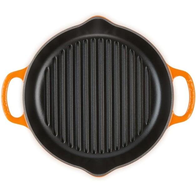 Чугунная сковорода-гриль высокая круглая Le Creuset красная 25 см (20208250900422)