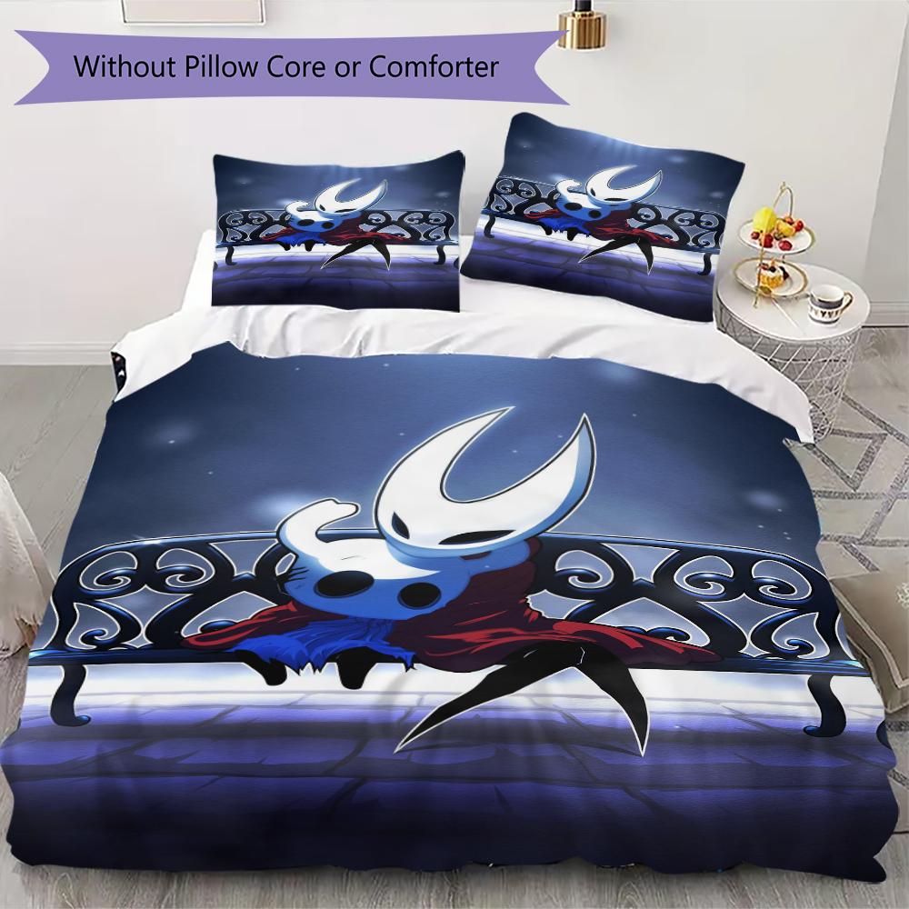 Juego de Ropa de Cama con Patrón de Hollow Knight Funda Nórdica Funda de Almohada Decoración del Hogar Regalo de Cumpleaños (1 * funda de edredón + 2 * fundas de almohada sin relleno)42