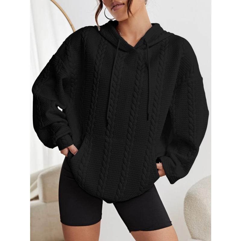 Women's Fashion Casual Solid Color Print Long Sleeve Hooded Hoodies & Sweatshirts