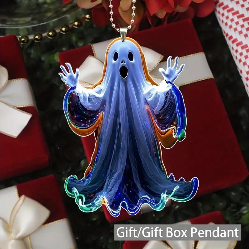 Design Luminous Ghost Acrylic Car Pendant Halloween For Car Interior Decoration