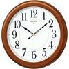 Clock Wall Clock, Radio Controlled, Analog, Wooden Frame, Brown Wood Finish, KX388B