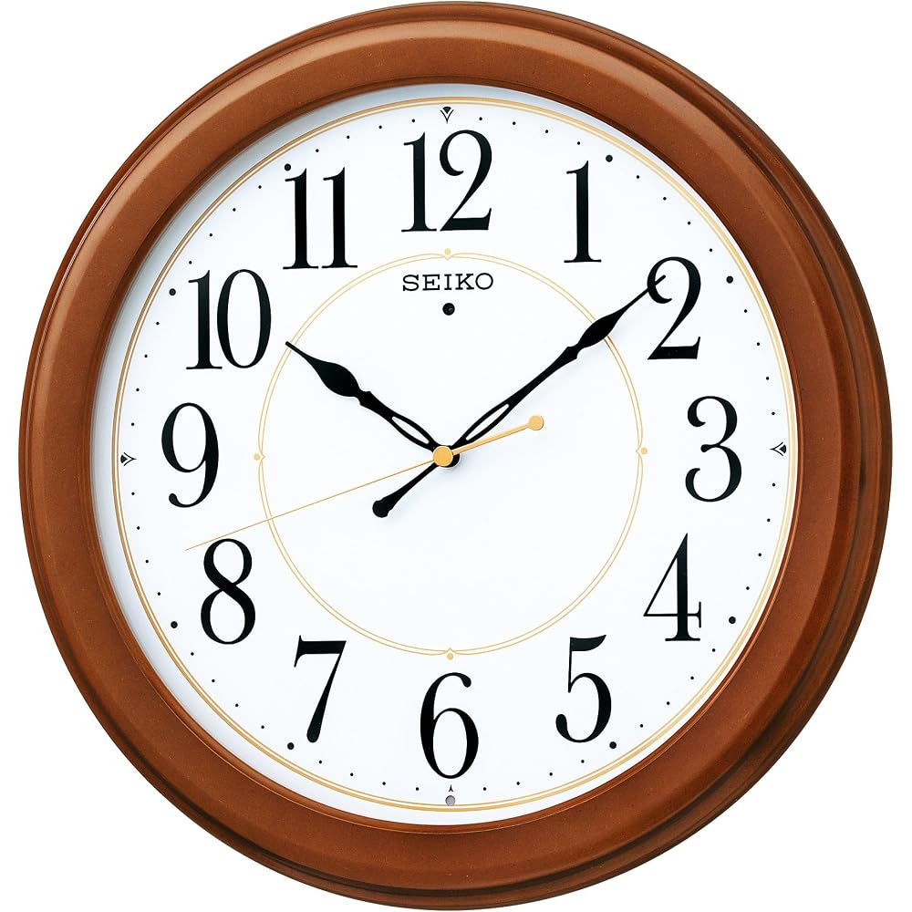 Seiko Clock Wall Clock, Radio Controlled, Analog, Wooden Frame, Brown Wood Finish, KX388B