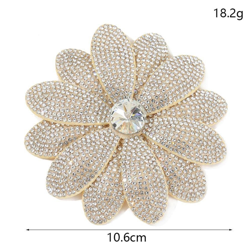 Clothing Embellishment Rhinestone Flower Patches Sew-On Applique for Dress Decoration