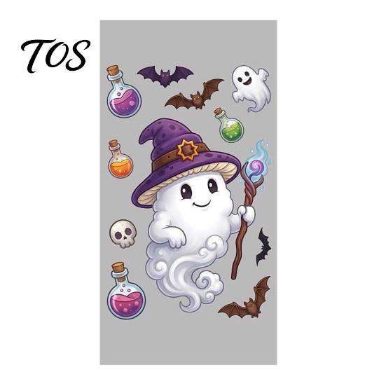 Home Window Ornaments Halloween Cartoon Cling Stickers, Ghost Pumpkin Candy Glass Decals, Self-Adhesive Removable Decorative Posters Art for