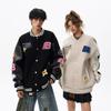 Unisex Vintage Baseballjacke Streetwear Übergroßer Bombermantel Mit Stickerei Patchwork Design Herbst