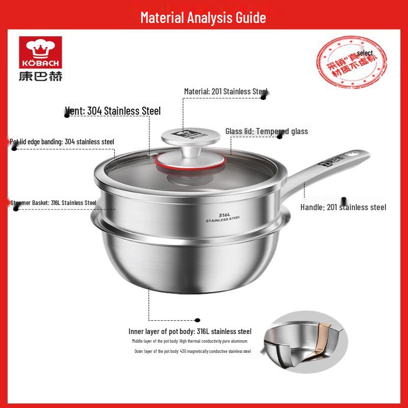 Kangbakh 316L Stainless Steel Baby Food & Noodle Pot