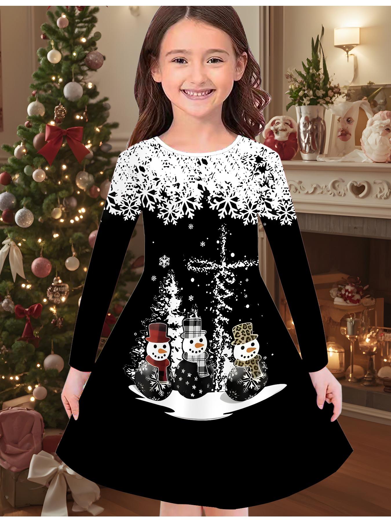 

Модное осенне-зимнее платье для девочек, 3D Рождественский принт, Круглый вырез, Длинное детское платье-футболка, Повседневное универсальное, Рождественская одежда 150 серый