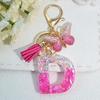 Gradient Pink Jewelry Letter Keyring Resin Letter Keychain with Fringe Butterfly DIY Bag Decoration Pendant Party Gift