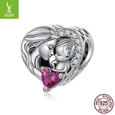 S925 Zilver Moeder en Kind Familie Kralen, Wind Moederdag DIY Armband Accessoires Losse Kralen