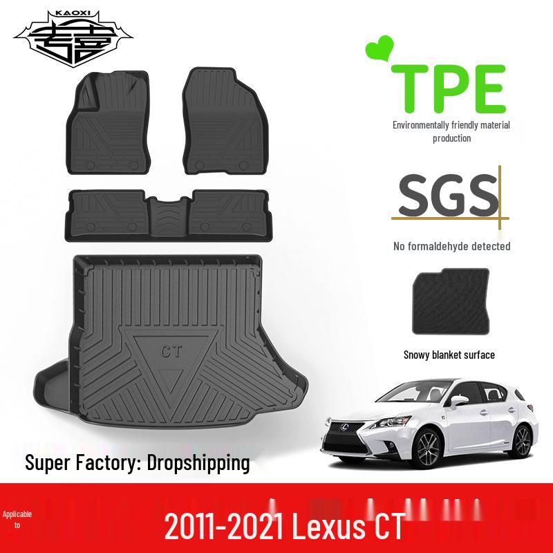 Eco-Friendly TPE Floor Mats and Trunk Mat for 2011-2021 Lexus CT