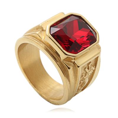 European & American Multicolor Gemstone Double Dragon Ring: Trendy Titanium Steel Punk Style for Men